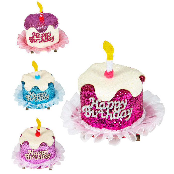  Happy Birthday Cake Hair Clip 4 Colors Ass.