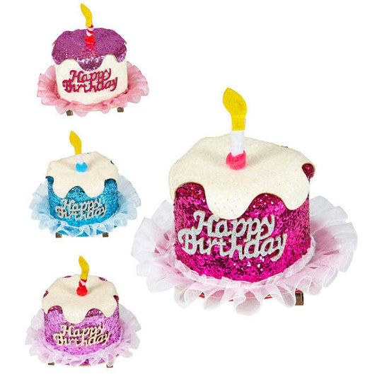  Happy Birthday Cake Hair Clip 4 Colors Ass.