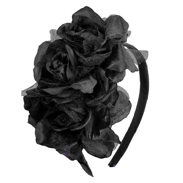 3 Black Roses Headband 
