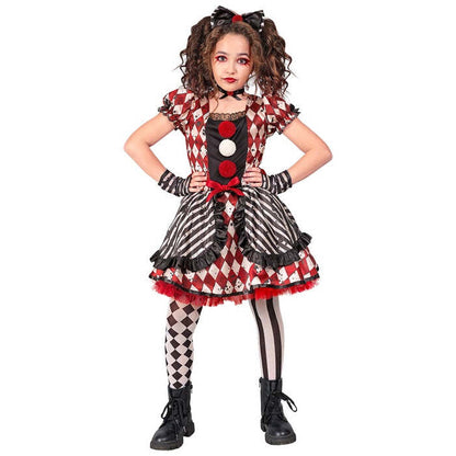 Harlequin Doll  Dress, Bow Headband, Choker, Glovelettes 
