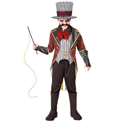 Sinister Ringmaster  Jacket With Vest, Skull Jabot, Gloves, Hat  