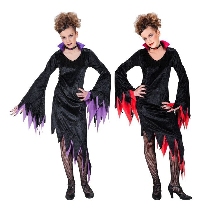 Dark Mistress Velvet -2 Colors Ass.  Dress With Collar, Choker 