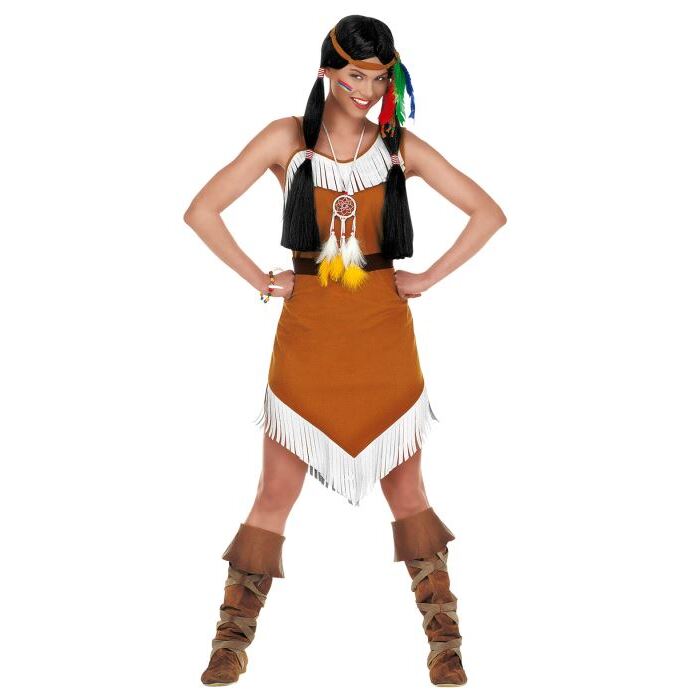 Comanche  Dress With Belt, Headband With Feathers 