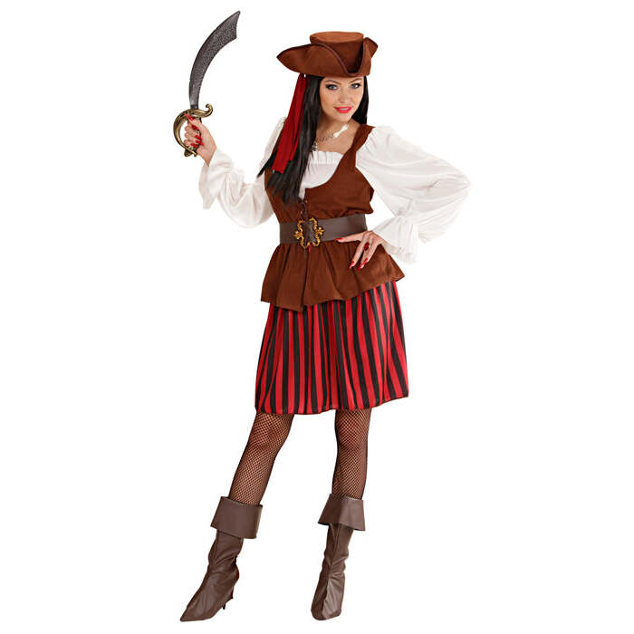 Pirate  Dress With Vest, Belt, Boot Covers, Headband, Hat 