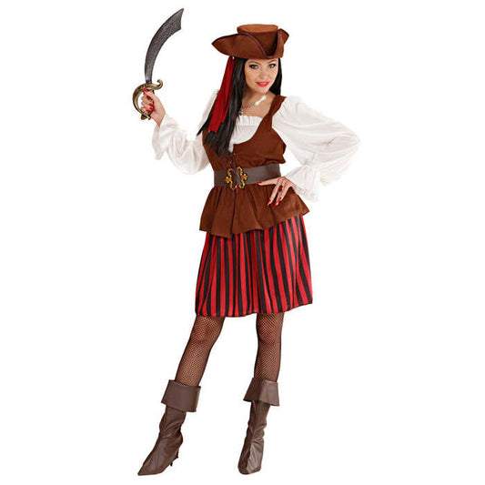 Pirate  Dress With Vest, Belt, Boot Covers, Headband, Hat 