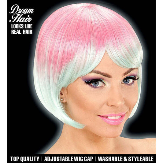 Pink-Turquoise Melange Fashion Wig In Color Box