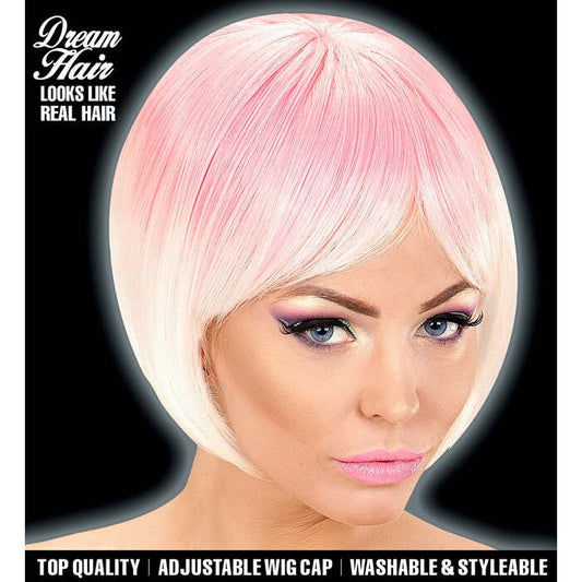 Pink-White Melange Fashion Wig In Color Box
