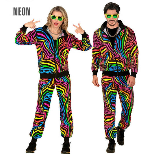 Neon Rainbow Animalier Party Fashion Tracksuit  Jacket, Pants 