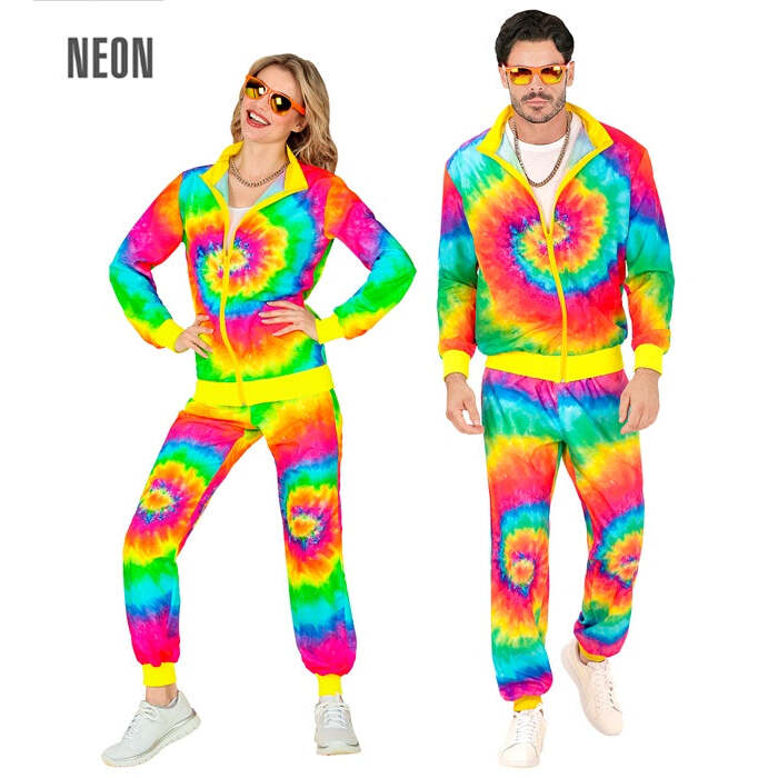 Neon Tie Dye Psychedelic Hippie Party Fashion Tracksuit  Jacket, Pants 