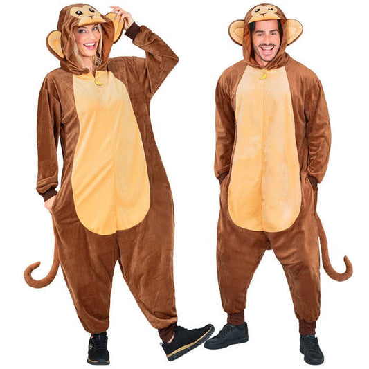 Plush Onesie Monkey  Hooded Jumpsuit 