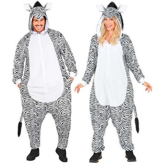 Plush Onesie Zebra  Hooded Jumpsuit 