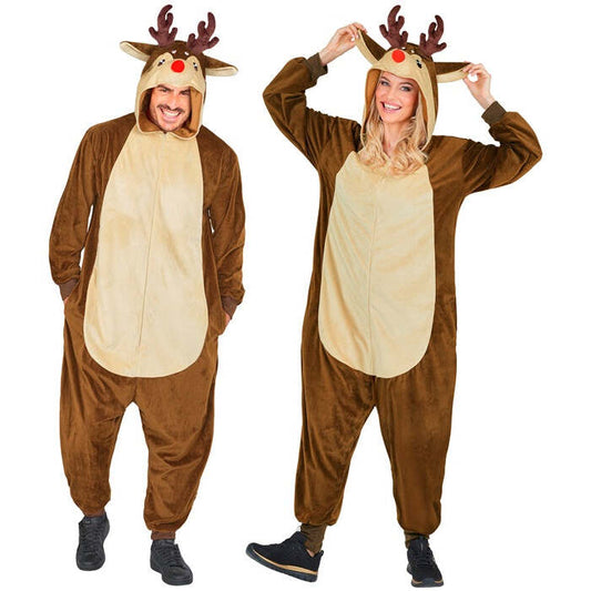 Plush Onesie Reindeer  Hooded Jumpsuit 