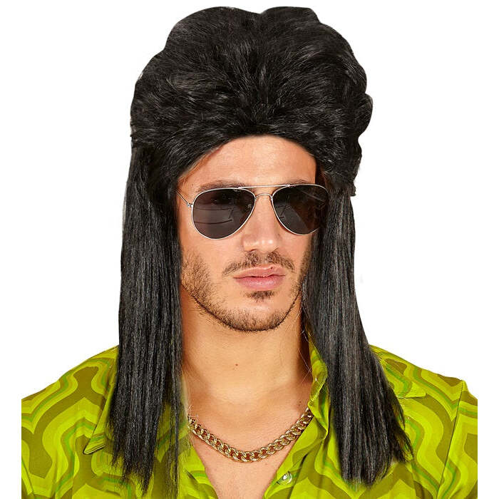 Black Vokuhila Wig In Polybag