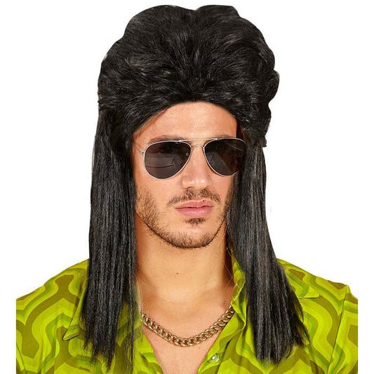 Black Vokuhila Wig In Polybag