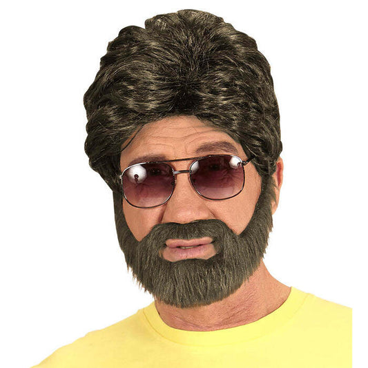 Brown Player Wig & Beard In Box