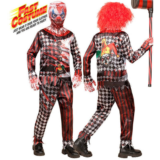 Evil Clown Fast Costume  Jacket, Pants, Gloves, Mask 
