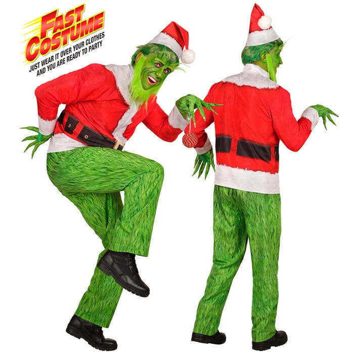 Christmas Monster Fast Costume  Jacket, Pants, Hat, Gloves, Beard, Eyebrows 