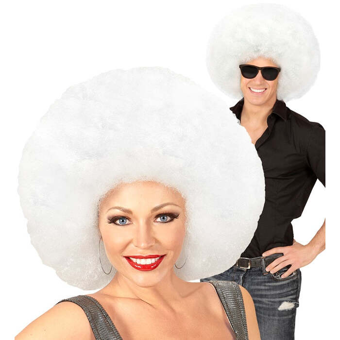 Top Quality White Oversized Afro Wig In Polybag