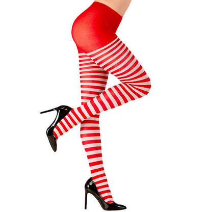 White-Red Striped Pantyhose 70 Den