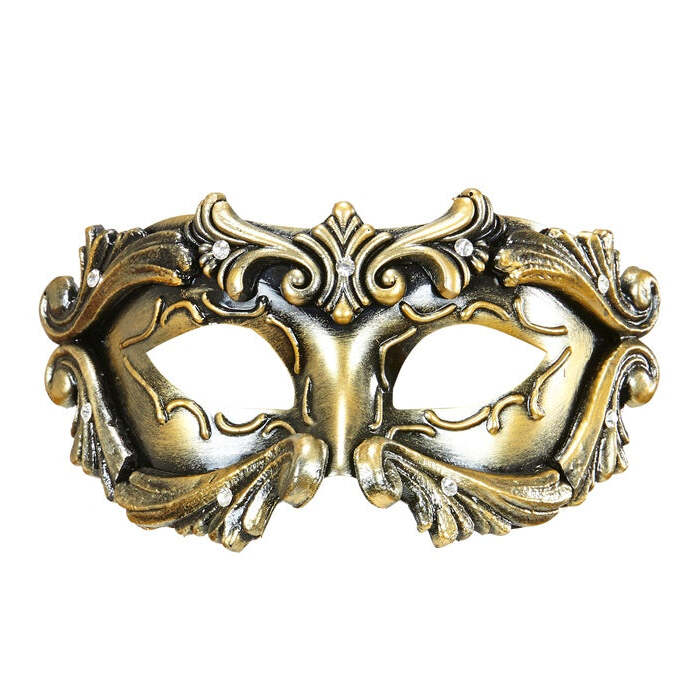 Deluxe Bronze Baroque Colombina Mask With Strass