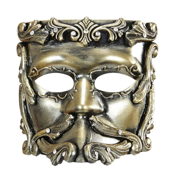 Deluxe Bronze Baroque Casanova Mask With Strass