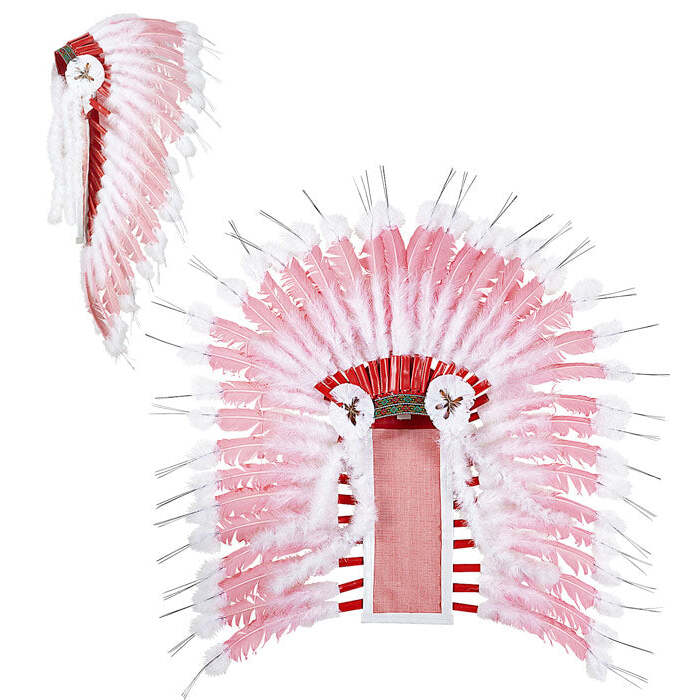 Deluxe Pink Indian Headdress Withmarabou