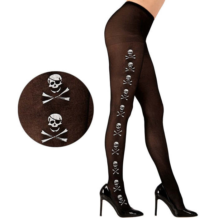 Black Pantyhose With Skulls & Bones 40 Den