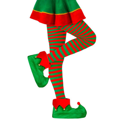Green-Red Striped Pantyhose 70 Den