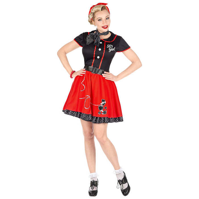 50S Girl  Dress With Petticoat, Belt, Neckscarf 