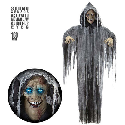 Sound Sensor Activated Talking Zombie With Moving Jaw & Light Up Eyes 160 Cm - Speaks 3 Different Rhymes 