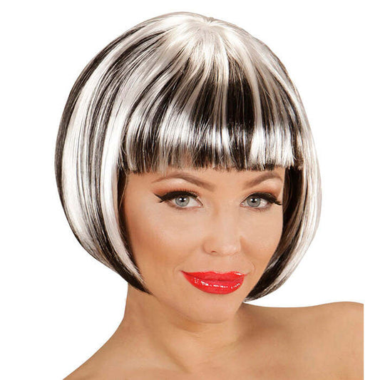 Black-White Fashion Streaks Wig In Polybag