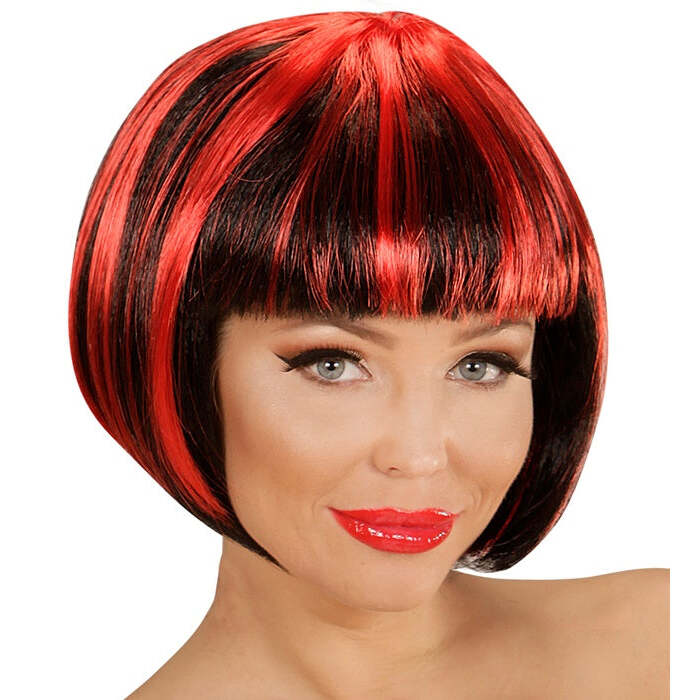 Black-Red Fashion Streaks Wig Inpolybag