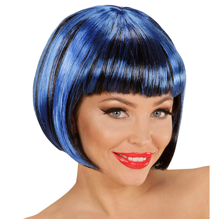 Black-Blue Fashion Streaks Wig In Polybag