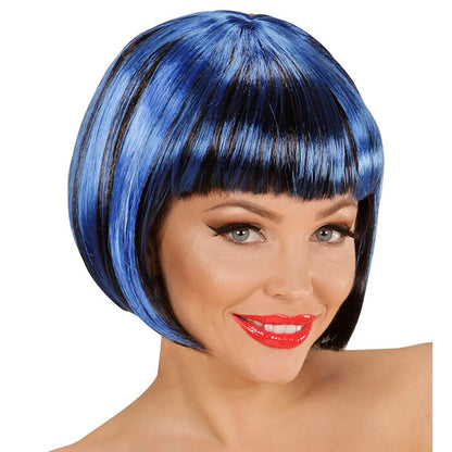 Black-Blue Fashion Streaks Wig In Polybag