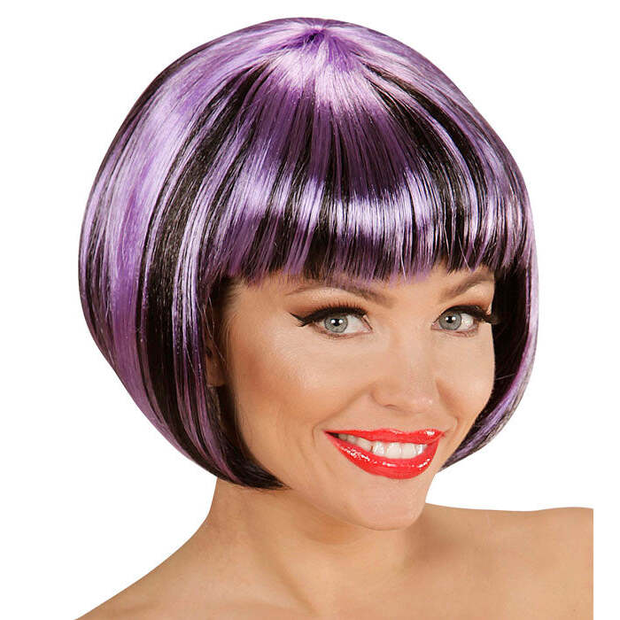 Black-Purple Fashion Streaks Wig In Polybag