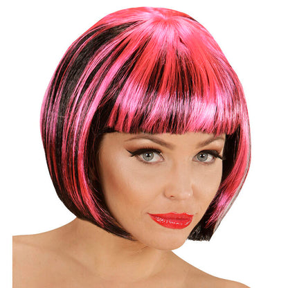 Black-Pink Fashion Streaks Wig In Polybag