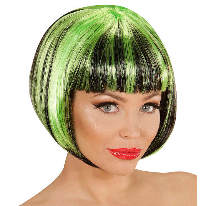 Black-Green Fashion Streaks Wig In Polybag