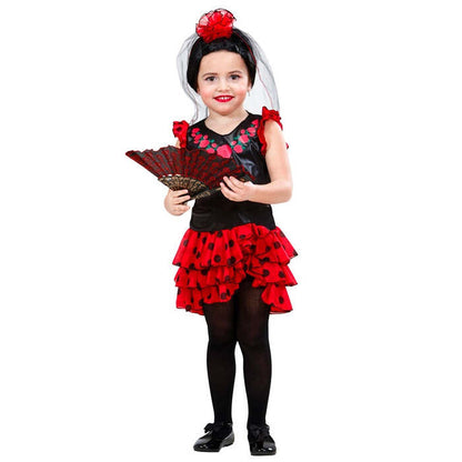 Senorita  Dress, Flower Headpiece With Veil 