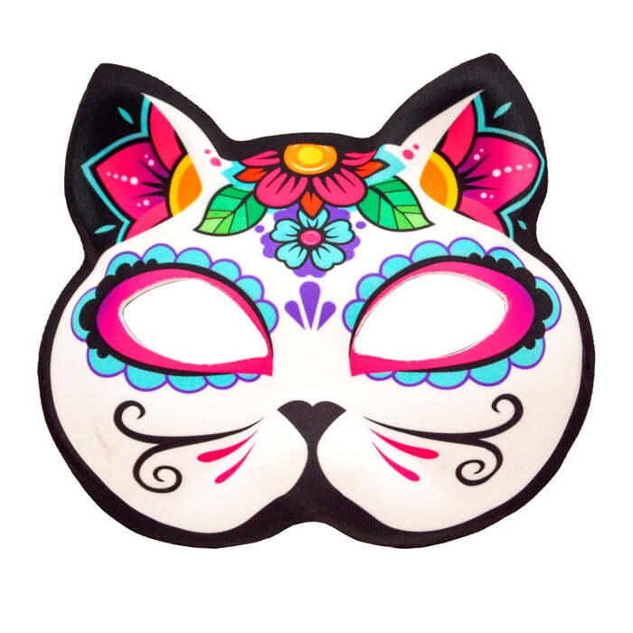 Dia De Los Muertos Cat Chinless Fabric Mask