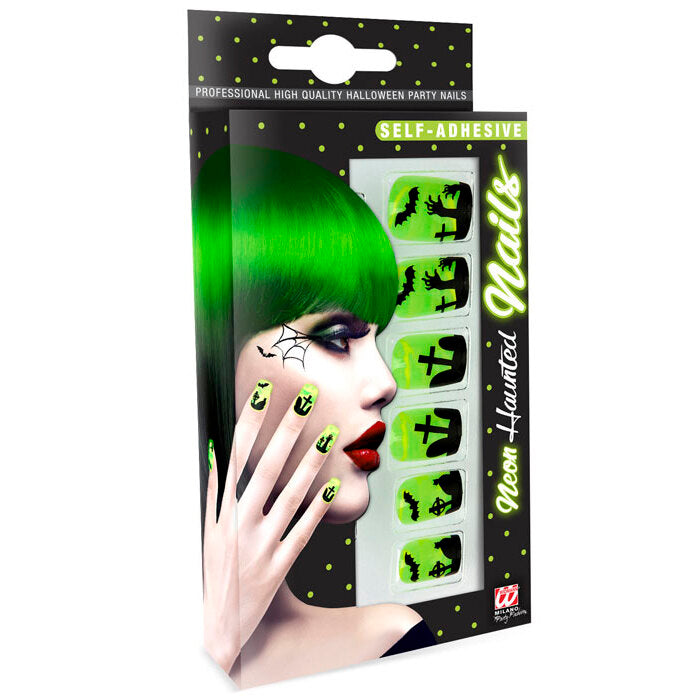 Set Of 12 Self-Adhesive Neon Haunted Nails