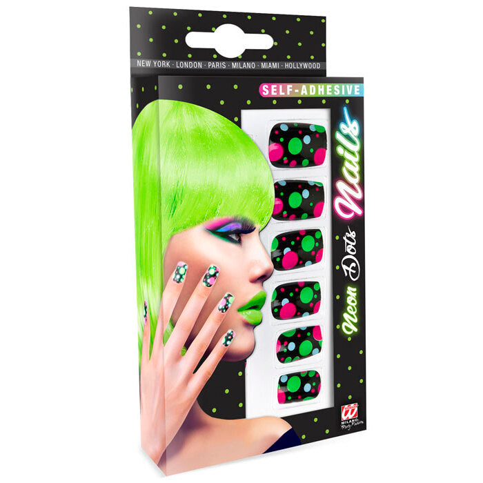 Set Of 12 Self-Adhesive Neon Dotsnails