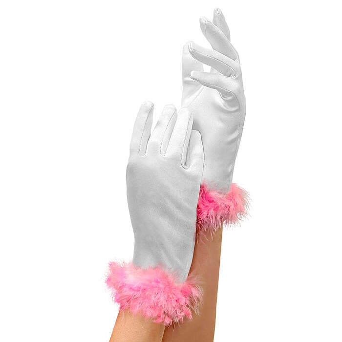 Glamour Satin Gloves With Maraboutrim Child Size