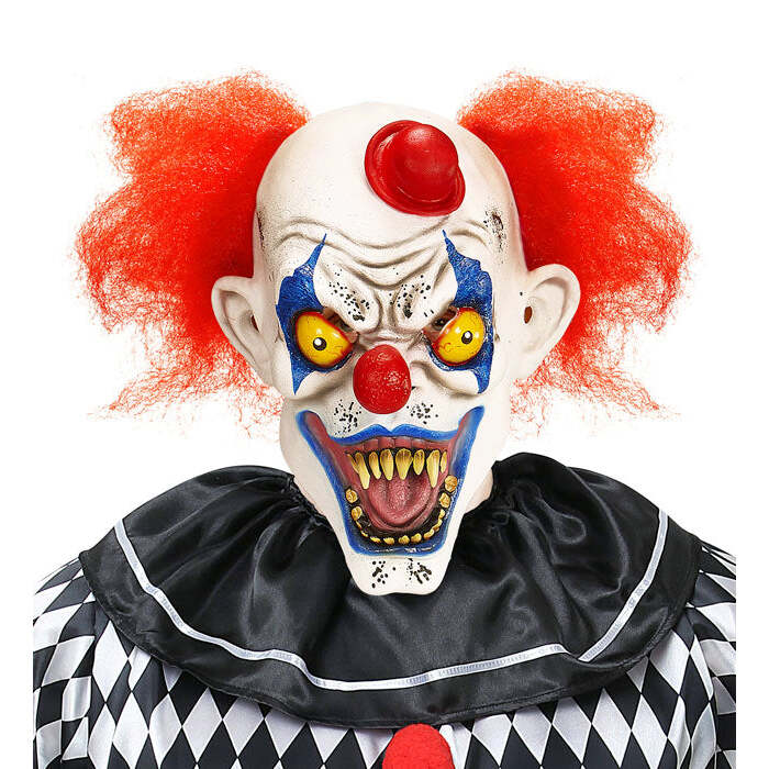 Killer Clown Mask With Hair & Mini Hat