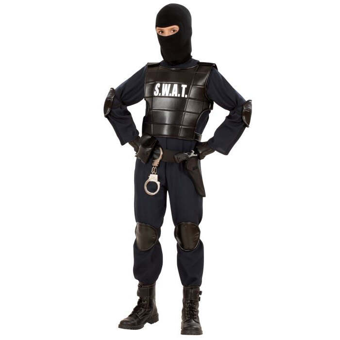 S.W.A.T. Officer  Jumpsuit, Bulletproof Vest, Belt With Holster Andpurse, Knee Pads, Elbow Pads, Mask 