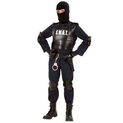 S.W.A.T. Officer  Jumpsuit, Bulletproof Vest, Belt With Holster Andpurse, Knee Pads, Elbow Pads, Mask 