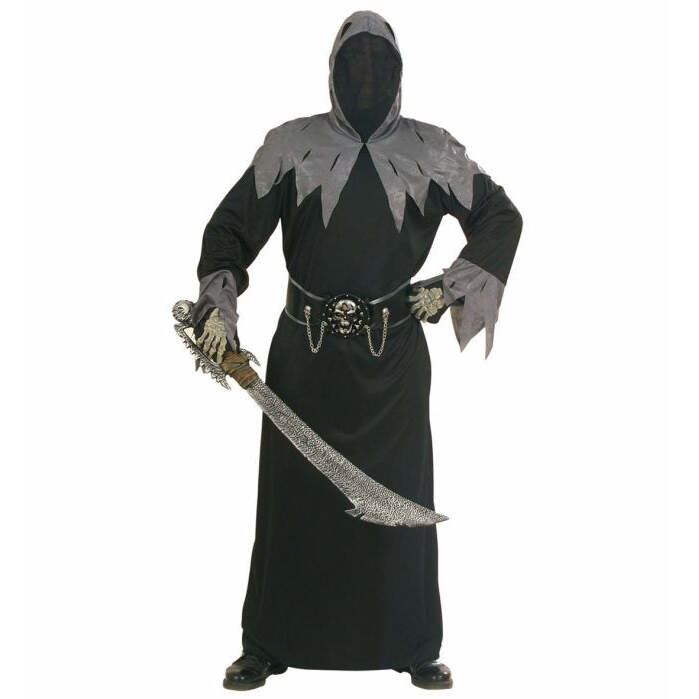 Skull Warlord  Hooded Robe With Invisible Face Mask, Belt With 3D Skull Buckle And Chains 