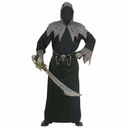 Skull Warlord  Hooded Robe With Invisible Face Mask, Belt With 3D Skull Buckle And Chains 
