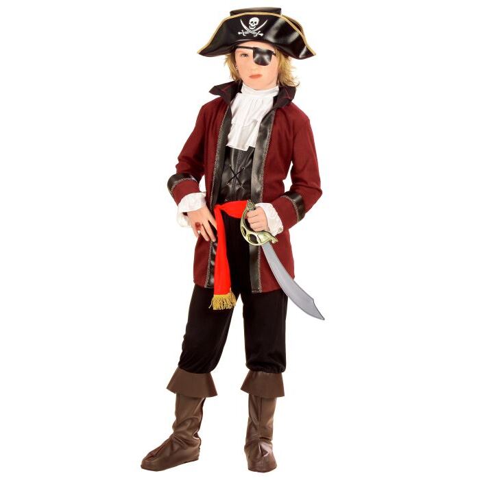 Booty Island Pirate  Coat, Vest With Jabot, Pants With Boot Covers, Belt, Hat, Eye-Patch 