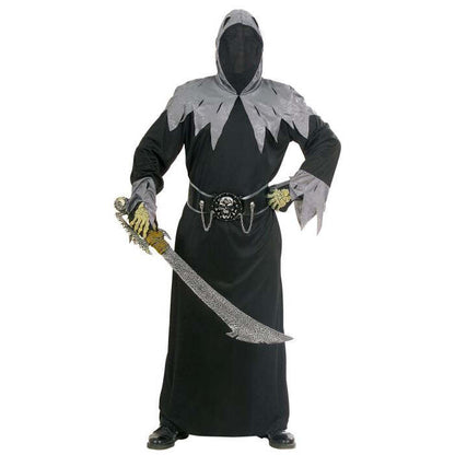 Skull Warlord  Hooded Robe With Invisible Face Mask, Belt With Skull Buckle And Chains 