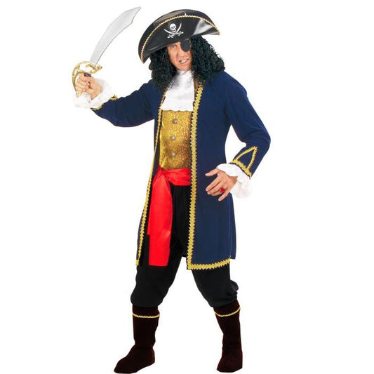Pirate Of The 7 Seas  Coat, Vestwith Jabot, Cuffs, Pants, Belt, Boot Covers, Hat, Eye-Patch 